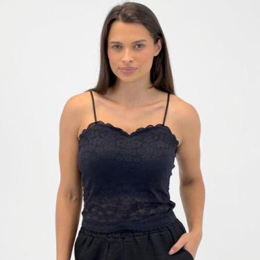 Imagem de Cropped Pacific Blue Regata com Bojo Feminino, P, Preto