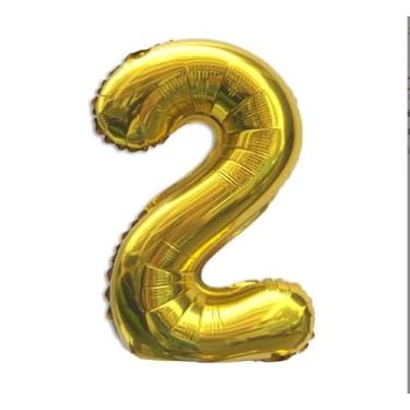 Imagem de Balão dourado número 2 de 81 cm para decoração de 1º aniversário, balões grandes autoinfláveis com números dourados 0-9, balões dourados de hélio para mulheres, homens, artigos de festa de aniversário