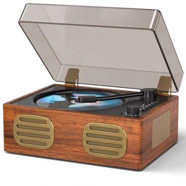 Imagem de Leitor de CD portátil para casa, leitores de CD Bluetooth retrô recarregáveis, transmissão sem fio Boombox de mesa com dois alto-falantes HiFi, tela LCD, entrada auxiliar USB tipo C, conector de fone