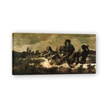 Imagem de Impressão em tela romântica espanhola The FatesFrancisco De Goya - Obra-prima do influente pintor romântico 50 x 100 cm emoldurada