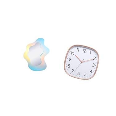 Imagem de Fenteer Espelho Moderno Ondulado em Acrílico E Relógio de Parede Digital, Combinação Perfeita para Decoração Elegante de Banheiro, Sala de Jantar, Casa, Casa