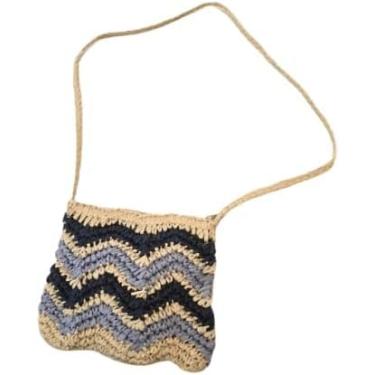 Imagem de Bolsa Feminina Artesanal Listrada Transversal – Compacta, Leve e Casual com Alça Ajustável e Material Resistente | Ideal para Passeios, Viagens e Uso Diário (Azul)