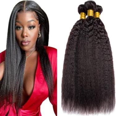 Imagem de Pacotes de cabelo YOUNGHANN Kinky Straight Brazilian Virgin x3 35cm