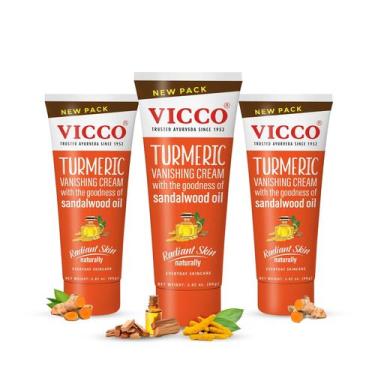 Imagem de Creme hidratante facial Vicco Turmeric com óleo de sândalo, 80g, pacot