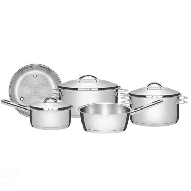 Imagem de Jogo De Panelas Tramontina Solar Em Aço Inox Com Fundo Triplo E Tampas De Inox 5 Peças Tramontina