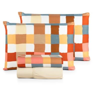 Imagem de Jogo de Lençol Casal Padrão 04 Peças 200 Fios Cama Box Estampado Toque Aveludado Macio(Woods)