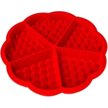 Imagem de Forma de Silicone para Waffles e Bolo – Antiaderente, Reutilizável e Flexível – Assadeira Air Fryer, Forno e Micro-ondas – Resistente ao Calor (VERMELHA)