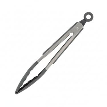 Imagem de Pegador de Cozinha em Aço Inox e Silicone 27cm Cinza Resistente a Altas Temperaturas para Massas e Saladas