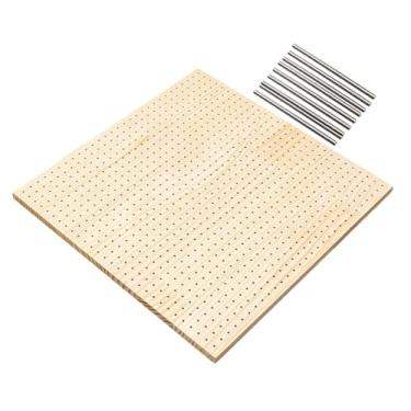 Imagem de Lilihuimaoyi Painel de Madeira Perfurado para Bloquear Peças de Crochê. Painel Versátil com 9 Pinos de aço para Tricô. Ideal para Mães Que Se Dedicam Ao Crochê, Pinos de 40x40cm E
