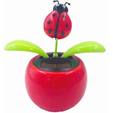 Imagem de Sndperiexam 1 Pc Red Seven-Starred Ladybug Solar Dancing Car Dashboard Decorations, Funny Solar Powered Dancing Flower Pot Car Ornaments Flower Swinging Decoration for Car Decor for Gift