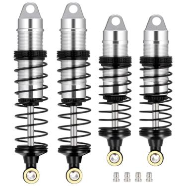 Imagem de WEFEINO 4Pcs Aluminum Front & Rear Shock Set RC Dampers Upgrade Parts for Losi 1/16 Mini-B 1/18 Mini-T RC Car Buggy (Silver + Black)
