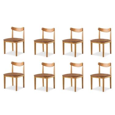 Imagem de Kit 8 Cadeiras Sala de Jantar Aurora Marrom/Mel