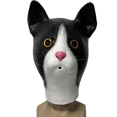 Imagem de Máscara de resina facial preta e branca para gatos para adultos e adolescentes