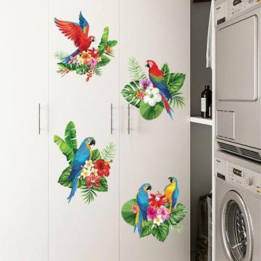 Imagem de Adesivos de parede Tropical Parrot Colorful Bird PVC 20x30cm - yiweisa