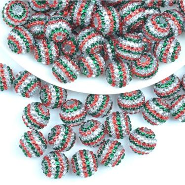 Imagem de ARTISAMILY 20 contas de strass de Natal 20 mm verde vermelho chiclete contas grossas para chaveiro pulseira artesanal de cristal contas artesanais para fabricação de joias espaçador solto decorativo