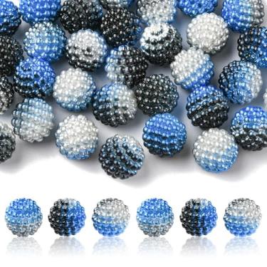 Imagem de MakemadeDIY 40 contas de imitação de pérola Bayberry para fazer pulseiras, bola de discoteca redonda de 12 mm, azul marinho, contas de acrílico soltas, suprimentos de artesanato para decoração de casa