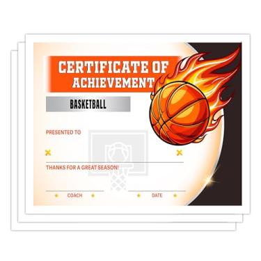 Imagem de Certificado de Realização de Basquete, Papel de Prêmio Esportivo de Basquete, Conjunto de 25 Diplomas de Apreciação, Certificados de Treinamento de Participação Graduação, Reconhecimento para Equipe