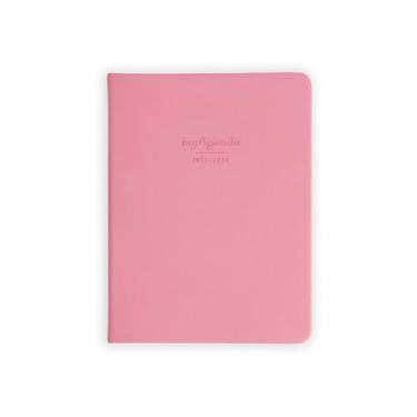 Imagem de Agenda agenda de mesa com calendário de 18 meses para organizar horários e compromissos com capa de couro vegano (julho de 2025 a dezembro de 2026) (rosa peônia)