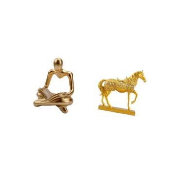 Imagem de Fenteer Escultura de Cavalo Imaginativa, Estátua Artística Abstrata de Animal, Artesanato Criativo de Resina para Decoração de Sala de Estar E Escritório, Dec