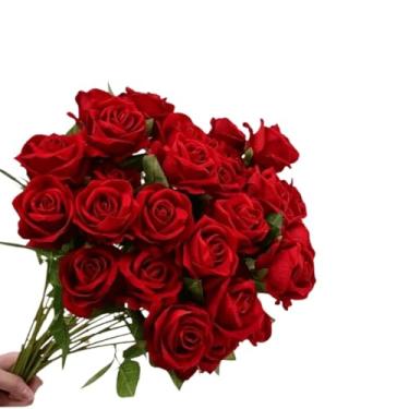 Imagem de Kit 30 Rosas Artificial Aveludada 50cm Vermelha Individual Decoração Arranjo Flor (30)
