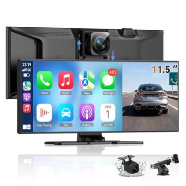 Imagem de Tela Carplay para carro, maior tela veicular sem fio de 29.2 cm e Android com câmera traseira 4K Dashcam/1080P, compatível com A-pple Carplay, Bluetooth, FM, cartão TF, controle de voz, navegação