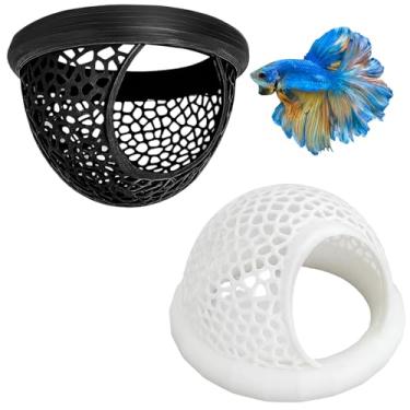 Imagem de ZHLKHIOP Pacote com 2 camas de descanso de folhas para peixes Betta, rede Betta, rede de peixes Betta para aquário, acessórios macios e seguros, plantas subaquáticas fáceis de instalar