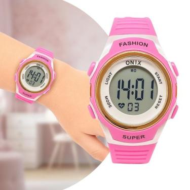 Imagem de Relógio Infantil Digital Feminino Rosa Delicado Pequeno Fashion Onix