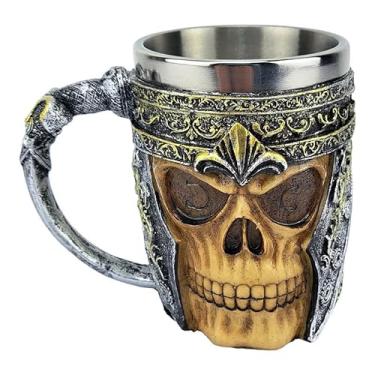 Imagem de Caneca 3D Caveira Medieval Viking Gladiador Interior Inox