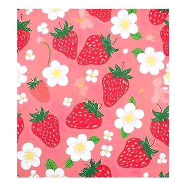 Imagem de Qilmy Capa magnética de morangos e flores para máquina de lavar louça, 58 x 66 cm, capa decorativa para geladeira para porta frontal, adesivo, máquina de lavar, painel de geladeira, decalque para