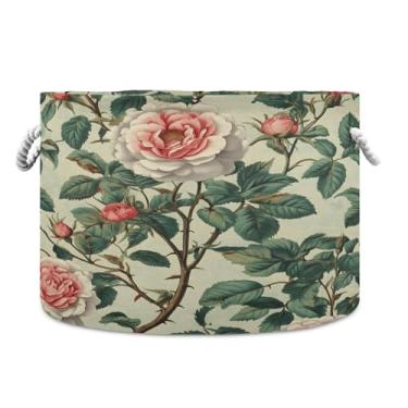 Imagem de WELLDAY Cesta de corda de algodão flores cesta de lavanderia para bebê para sala de estar, lavanderia, berçário, travesseiros, decoração de casa