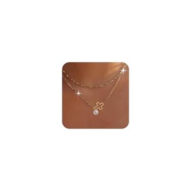 Imagem de BXDA Colar com pingente de cruz de lariat dourado para mulheres, colares longos delicados em forma de Y, simples, religioso, batismo, fé, acessórios, joias para presente, Latão, Sem Pedra Preciosa