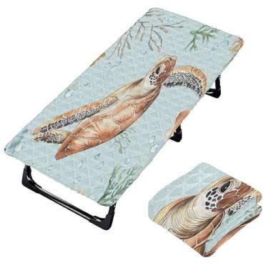 Imagem de Burbuja Lençol de berço de tartaruga marinha em aquarela para crianças, lençol de cochilo acolchoado portátil com faixa elástica para meninas e meninos, lavável na máquina, 63,5 x 127 cm