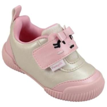 Imagem de Tênis Pampili Bebê Menina Primeiros Passos Antiderrapante, Rosa e Branco, com Fechamento Ajustável (Rosa, BR, Criança de 1 a 3 anos, Numérico, 19)
