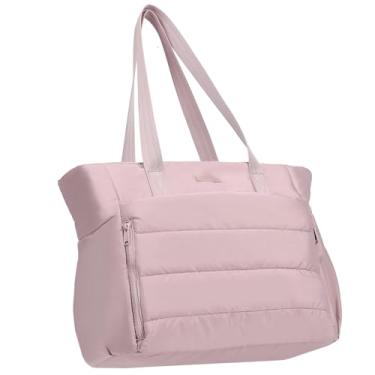 Imagem de NISHEL Sacola de viagem para mulheres, bolsa grande ultraleve para dia de escritório e fim de semana curto, rosa pêssego