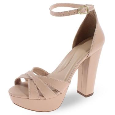 Imagem de Sandália Re&Ton Meia Pata Salto Grosso Alto Feminina MP32 (Nude, BR, Adulto, Numérico, 33)