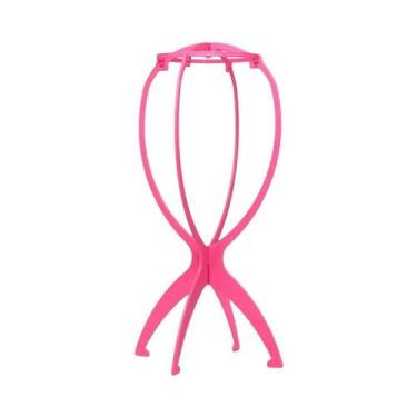 Imagem de Suporte De Peruca De Plástico Nunify Preto E Rosa Portátil E Durável P