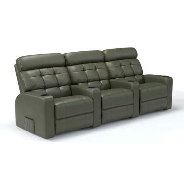 Imagem de Sofá 3 Lugares Reclinável Manual Linha Cinema Em Couro Bovino