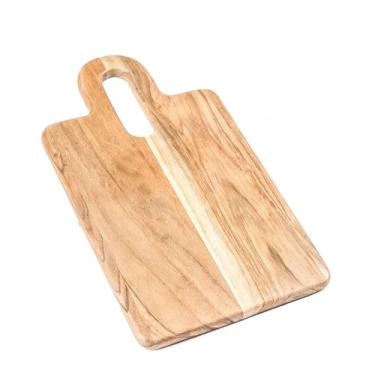Imagem de Tábua de servir de madeira The Fine Living Co., tábua de cortar, tábua de charcutaria de madeira de acácia, tábua de pão de pizza para servir carne, frutas, tábua antiderrapante, placa de madeira de