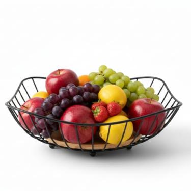 Imagem de Fruteira de Mesa Aramada Modular Preta Cesto de Frutas em Aço Inox Durável​