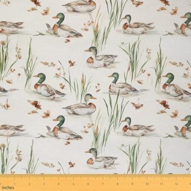 Imagem de Erosebridal Mallard Duck Fabric by The Yard Tecido de estofamento de pato selvagem para cadeiras | Lodge Cabin Farmhouse DIY Art Material Aves Aquáticas Padrão Animal Selvagem, 1 jarda, Verde Marrom