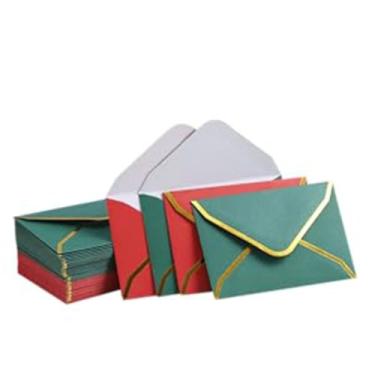 Imagem de Mini envelopes resistentes com envelope de borda dourada para convites de eventos de casamento, festa, convite de negócios