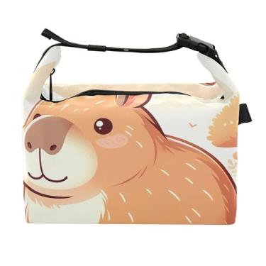 Imagem de TSENQUE Lancheira fofa com estampa de capivara feminina isolada para o trabalho macia para adultos com alça de ombro ajustável