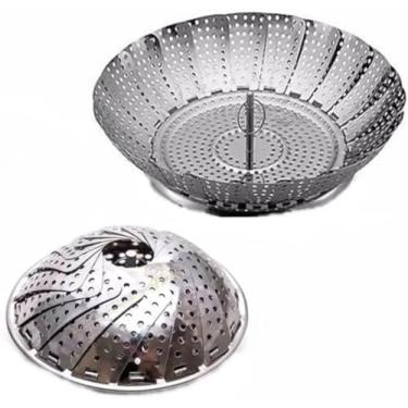 Imagem de Cesta de Cozimento a Vapor Premium, Aço Inoxidável, Dobrável, 22cm, para Cozinhar Vegetais