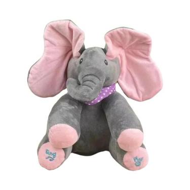 Imagem de Brinquedo De Pelúcia Elefante Cantor Com Orelhas Móveis, Animal De Est