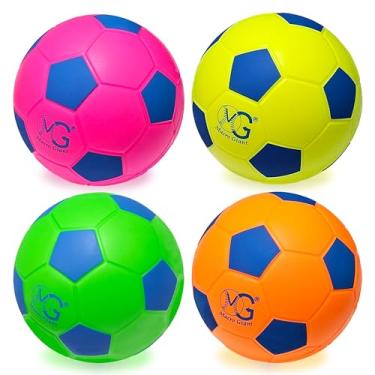 Imagem de Macro Giant 15 cm (diâmetro) de espuma de poliuretano, conjunto com 4, vermelho neon, laranja neon, amarelo neon, verde neon, bolas de treinamento, prática, iniciante, esportes infantis, kickball