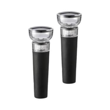 Imagem de Tampa De Garrafa Reutilizável Com Bomba De Vácuo Preta, Vedação Hermét