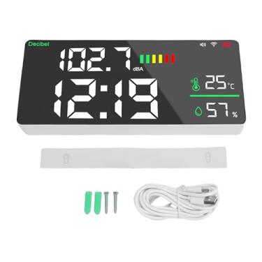 Imagem de Marhynchus Medidor de Nível de Som, Montagem na Parede Display LED de 11 Polegadas WiFi 30-130dB Faixa de Tempo Monitor de Umidade e Temperatura para Home Studio Fábrica Escritório Sala de