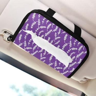 Imagem de SEHANY Porta-lenços de papel de carro lavanda roxa, caixa de lenços para carro, viseira solar, porta-guardanapos retangular, dispensador de máscara de carro, caixa de lenços de papel para automóvel