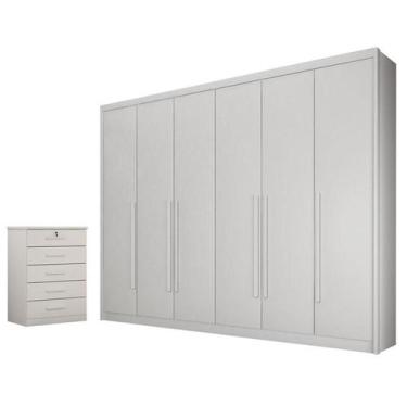 Imagem de Guarda Roupa Casal Bragança e Gaveteiro Suiça Neve - Novo Horizonte