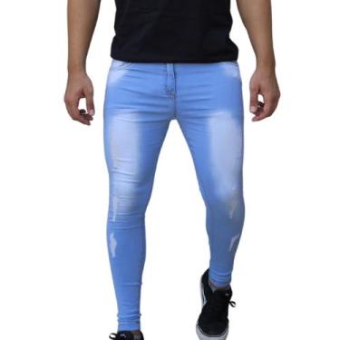 Imagem de Calça Masculina Jeans Super Skinny Justa Ao Corpo Lycra - Vittari, Sky